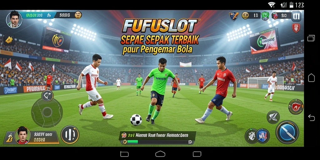 Tampilan gameplay FUFUSLOT yang mendebarkan di lapangan sepak bola.