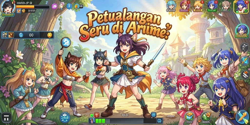Tampilan aksi seru dalam game Anime HARAPJP