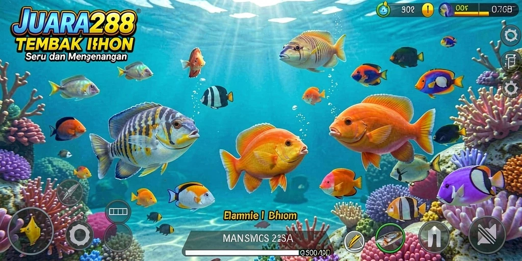 Tampilan gameplay JUARA288 yang menampilkan keseruan menembak ikan.