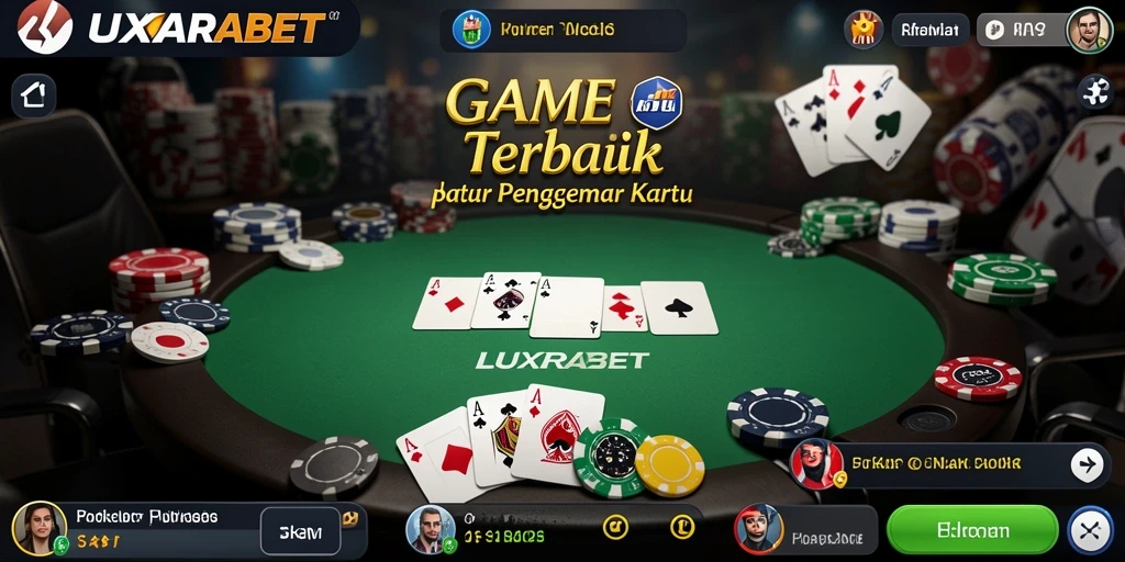 Tampilan menarik gameplay poker LUXARABET dengan pemain yang kompetitif.