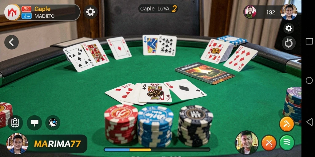 Tampilan gameplay Gaple yang seru dan interaktif di MARIMA77.