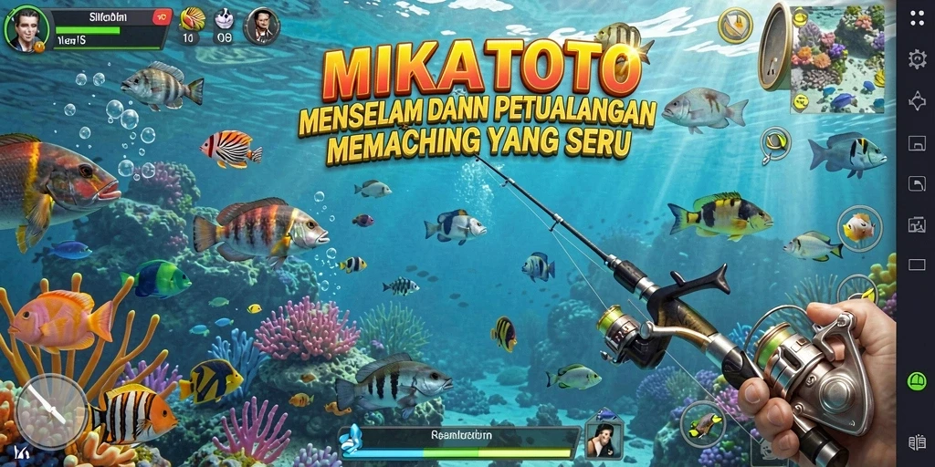 Screenshot MIKATOTO menunjukkan pengalaman memancing yang menakjubkan dan grafis yang menarik.
