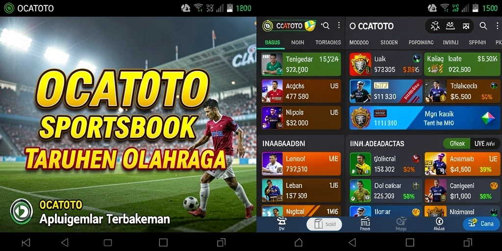 Screenshot OCATOTO menampilkan antarmuka taruhan olahraga yang menarik.