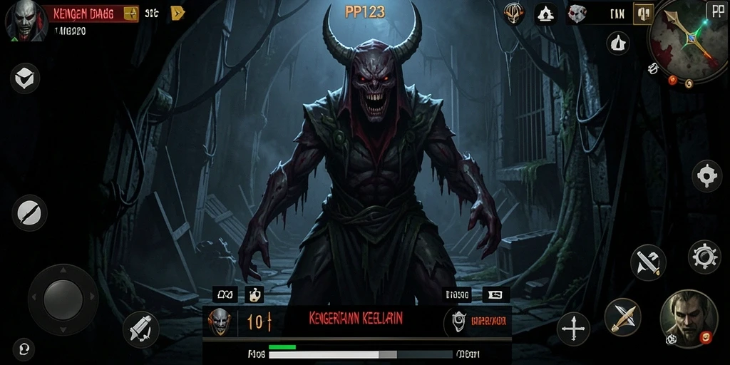 Tangkapan layar utama <strong>PP123</strong> menunjukkan gameplay yang menegangkan dan mencekam.