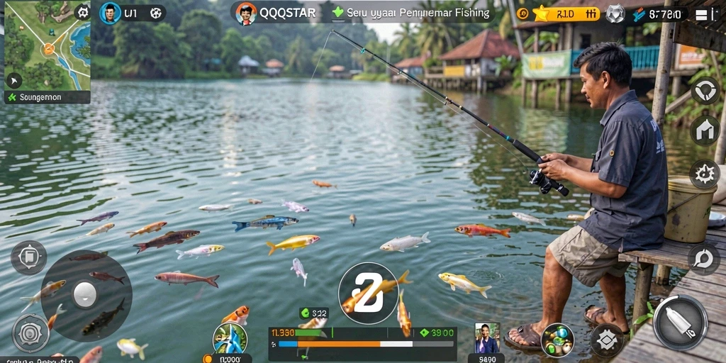 Tangkapan ikan yang menakjubkan di QQSTAR dengan grafis memukau.