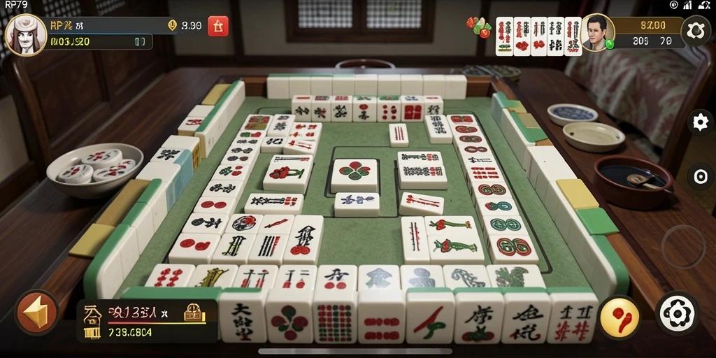 Tampilan gameplay seru dari RP79 yang menampilkan permainan Mahjong.