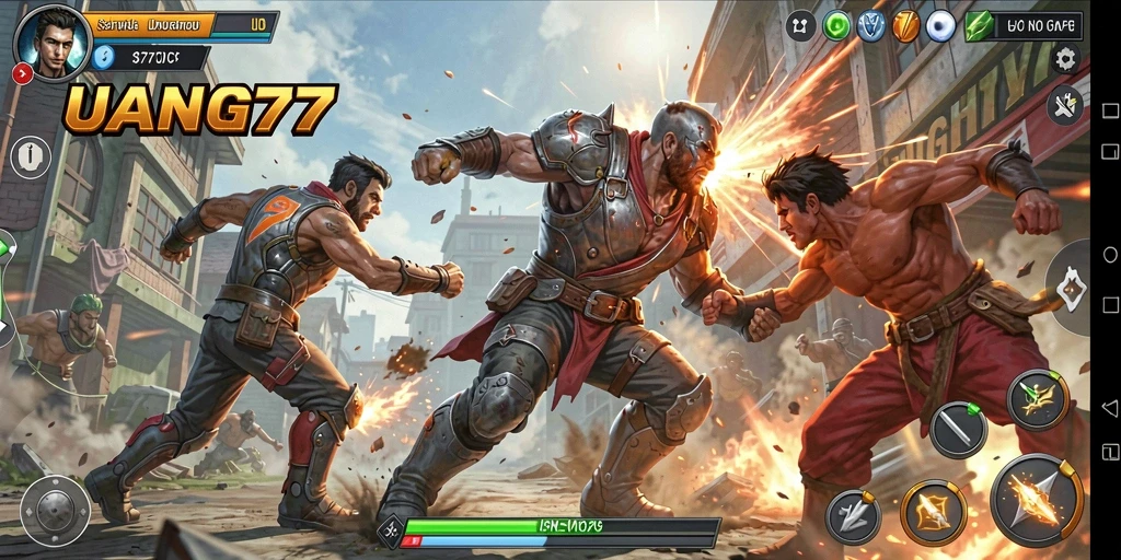 Tampilan seru screenshot gameplay UANG77, menunjukkan aksi bertarung yang mendebarkan.