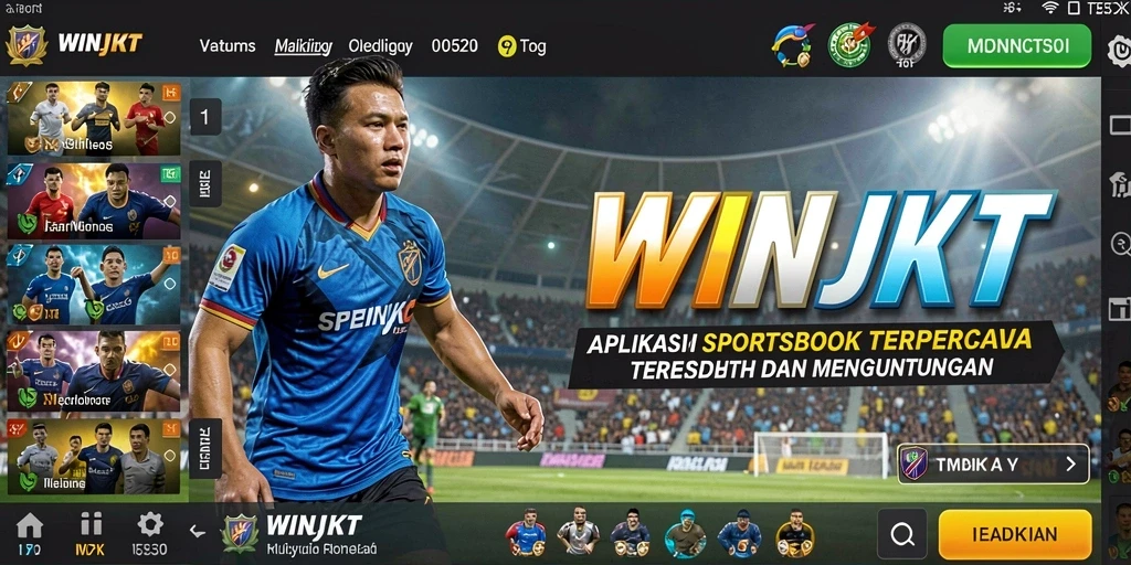 Tampilan menarik aplikasi WINJKT dengan fitur Sportsbook yang mengesankan.